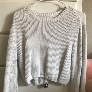 Hollister White Balloon Crop Sweater